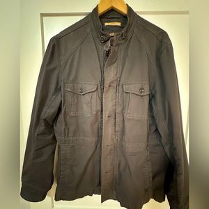 John Varvatos military jacket in grey. Men’s size XL.  Subtle distressed look.